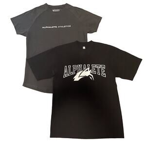 Alphalete Athletics BUNDLE OF 2 Men's Size S T-Shirt Script Logo Print Black Gym